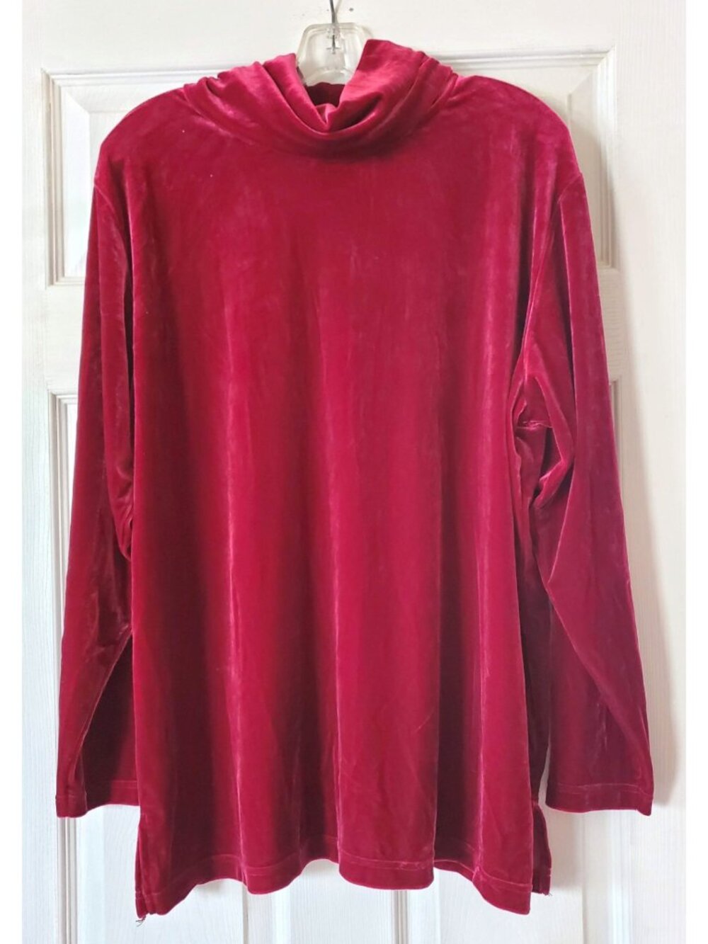 VINTAGE DENIM & CO VELOUR VELVET BURGUNDY SWEATER SIZE 1X NWOT